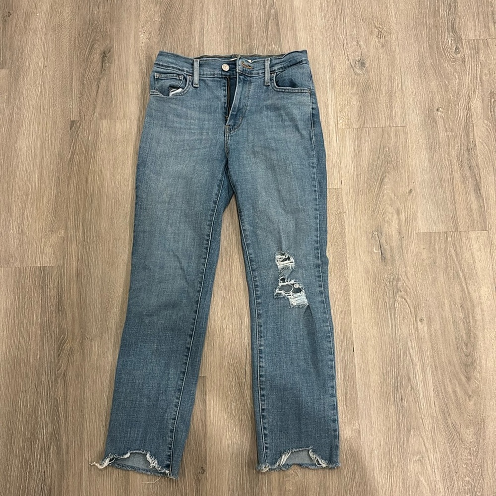 Levi High Rise Straight Crop Rough Hem